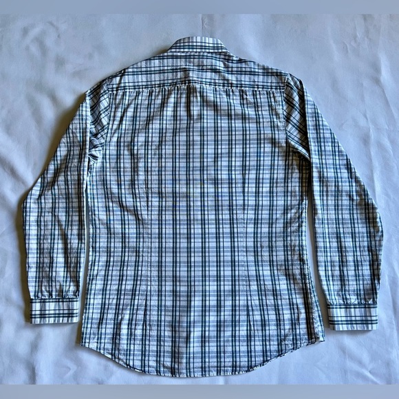 Kenneth Cole Gray Plaid Collared Button-Up Long Dress Shirt - Picture 7 of 7